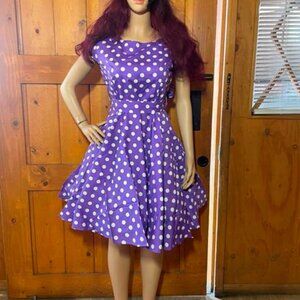 Women's Dress Retro Vintage Swing 1950's short sleeve polkadot print